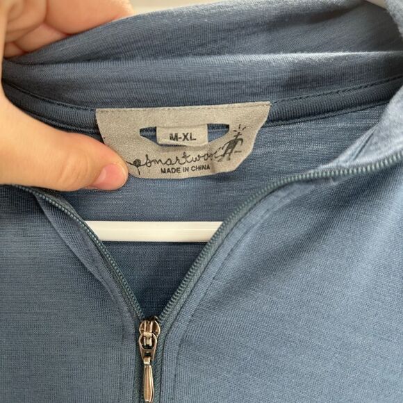 Smartwool Men’s Merino Wool Blue Quarter Zip Size M-XL Flawed - Picture 7 of 10